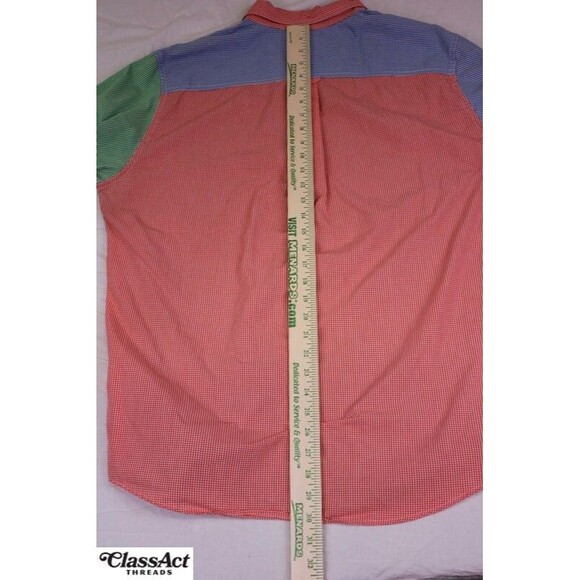 Chaps Ralph Lauren Multi Color Checked Patchwork Button-Down Shirt Sz L - Picture 5 of 9